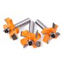 Gasea 3pcs 8mm 4-Lame Fraise à Bois T-Forme Fraise de Rainure Set Coupe Outil de Travail du Bois Orange Lame Hauteur:6mm