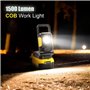 Zoe & Jim Lampe sans fil 18 V 1500 lumens compatible avec batterie DeWalt Projecteur de travail à LED Large faisceau avec protec