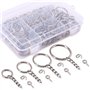 Swpeet 100 pcs Porte-clés Anneaux avec chaîne et tiges à vis 100 pcs Bulk pour travaux manuels argenté