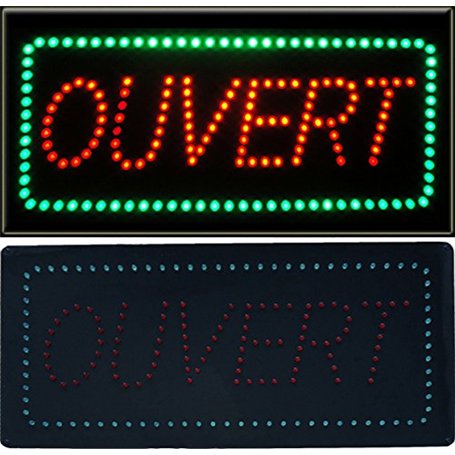 Enseigne lumineuse à LED Ouvert rouge/vert 48x24x2.5cm