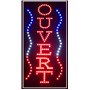 Enseigne lumineuse à LED OUVERT (vertical) Rouge/bleu/blanc 60x30x2.5cm