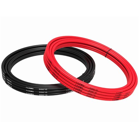 Fil de silicone flexible 16 AWG fil 10 mètres [5 m noir et 5 m rouge] Fil de cuivre étamé Fil de 16 fil de calibre pour DIY RC T