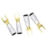 WANGCL Lot de 4 Connecteurs à Cosse en Y - Fiche à Fourche à 45 Degrés pour Fil de Haut-Parleur - Connecteur Jack Audio en Cuivr