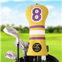 Couvre-club de golf en cuir PU souple jaune numéro 8 pour bois de parcours FW
