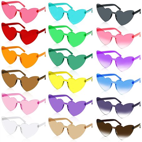 MOYKSRR 18 Paires de Lunettes en Forme de Cœur Hippie rétro