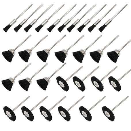 NIUPIKA Lot de 30 brosses de polissage en poils métalliques doux en nylon avec tige de 2