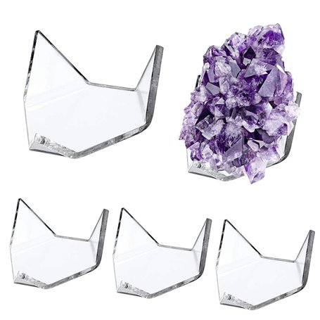 SUMNACON Lot de 5 présentoirs triangulaires en acrylique transparent - Géode - Agate minérale - Corail fossile - Taille M