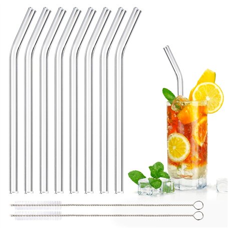 Lot de 8 Paille en Verre Réutilisables