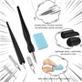 Huayue 2 Ensembles De Calligraphie à l'Encre Noire, Stylos De Calligraphie Kit De Peinture Manga 4 Porte-Stylo Plume+10 Plume+2 
