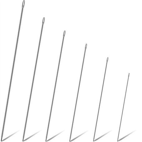 LOCOLO Lot de 6 aiguilles à coudre en cuir pour couture à la main longue et droite