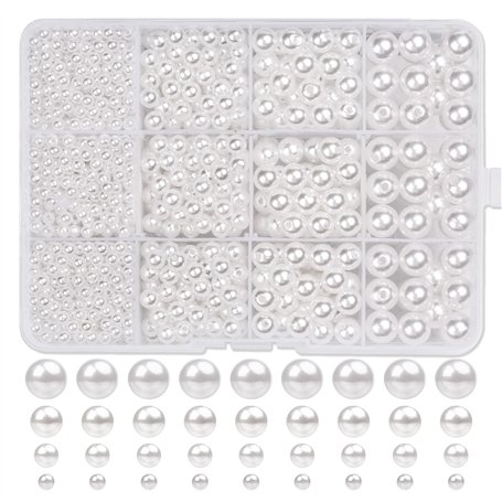 Zhenle Lot de 1320 perle blanche artificielles rondes pour fabrication de bijoux