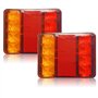 PolarLander 2PCS Imperméable 8 LED Feux arrière Rouge Jaune arrière arrière DC 12V pour Camion de remorque Bateau de Voiture Sty