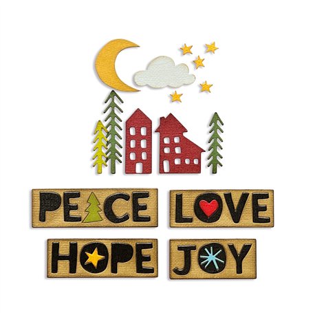 Sizzix Jeu de 16 Matrices de découpe de Noël Thinlits par Tim Holtz | 666064 | Chapitre 4 2022 Wafer