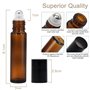 JamHooDirect Lot de 10 flacons à bille en verre ambré rechargeables de 10 ml pour huiles essentielles avec billes en acier inoxy