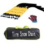 DEDC 10 pcs Chaussettes à Neige Voiture 185-225 mm, Chaînes à Neige Jaunes, Câbles de Traction Urgence Réglables Antidérapants C