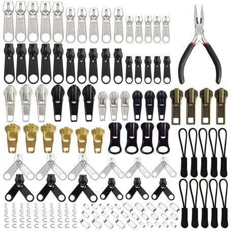 EuTengHao Kit de réparation de fermeture Éclair de rechange pour fermeture Éclair avec pince à fermeture Éclair et tirettes d'ex