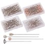 AIEX Lot de 320 épingles à tête en Perles de Cristal - 4 Styles - Épingles à tête Droite pour Banquet