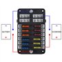 Kohree 12V 12 Voies Standard Boîte à Fusibles + 24pcs Voiture Fusible à Lame 5A 10A 15A 20A avec 12 Voyants LED Couvercle de Pro