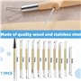 LYTIVAGEN 11Pcs Outils de Poterie Outils de Argile en Bois Carving Sculpture Tool en Bois et Acier Inoxydable Idéal pour Débutan