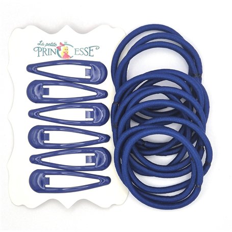 Lot de 12 élastiques à cheveux pour filles - 4 pinces - Bleu roi - Épaisseur : 4 mm