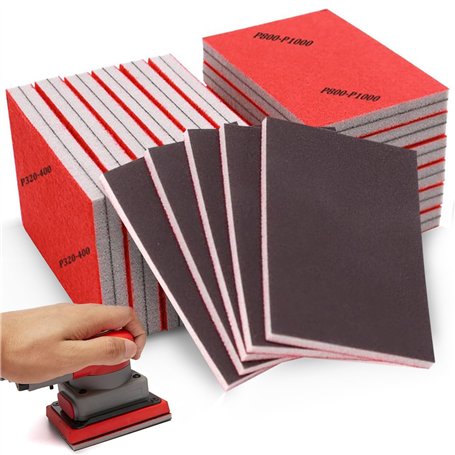 Lot de 24 éponges abrasives souples - Grain 180 à 3000 - Blocs de ponçage manuels - Papier abrasif sec humide pour bois