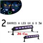 Ibiza light - 4 jeux de lumière avec 2 Lyres 2x10 W LMH250-RC - 2 Barres Ultraviolets LED-UVBAR6 - Soirée Fête Anniversaire Fluo
