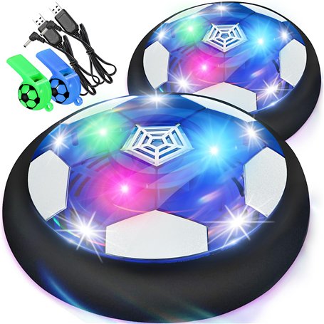 lenbest 2 Pièces Air Power Football - Jouet Enfant 3 4 Ans - Rechargeable Ballon de Foot - Jouet Garcon 5 6 7 8 Ans - LED Footba
