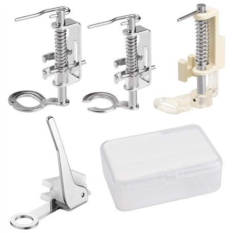 TANCUDER 4 PCS Pied-de-Biche Machine à Coudre et Boîte de Rangement Pied Presseur Broderie pour Machine à Coudre en Métal Pied F