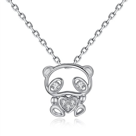 Collier Argent de Panda Ours pour les femmes filles Pententif en argent fin 925 et Cubic Zirconia bijoux animaux par VIKI LYNN
