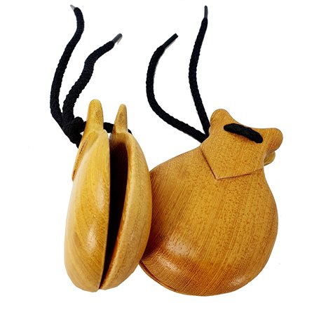 JM FOREST Castagnettes en bois de châtaignier 104-6 naturel poli - Instrument percussion pour danses flamandes pour jeunes et ad