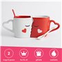 THE TWIDDLERS Embrasser Tasses, Grandes Mugs Couple Céramique avec Cuillères & Boîte-Cadeau - Cadeau de Noël pour Elle & Lui