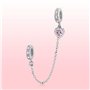 Chaine de sécurité en argent 925 pour bracelet Pandora, breloque en silicone pour clip en forme de coeur, bijoux pour femmes