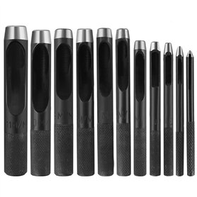 Creux Poinçon en Cuir 11Pcs - Outils de Poinçon en Acier Rond 1-11mm pour Artisanat