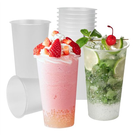 Kleemeiero 50PCS Gobelet Plastique Gobelets Réutilisables Givré 500ML Verre Plastique Reutilisable Gobelets Verre a Biere Plasti