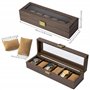 Lonian Bois massif montre Box, boîtier de montre pour homme 5 emplacements de rangement en bois Organiseur de boîtier de montre 