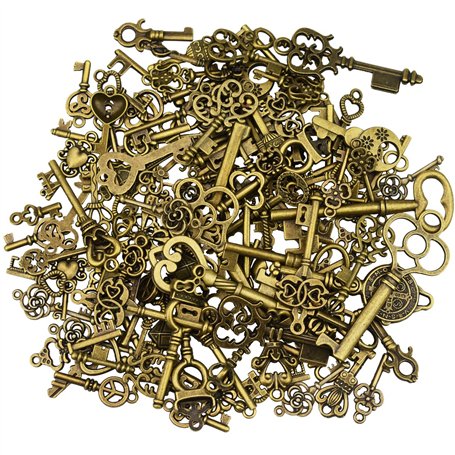 125 pièces antique bronze vintage squelette clé charmes bricolage collier pendentif pour la faits à la main de mariage faveur et