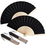 2 Pièces Éventail en Bois Éventails Pliables à Main en Tissu Ventilateurs de Poche Éventail d Artisanat Cadeau d Éventail avec C
