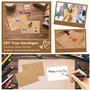 Enveloppes en Papier Kraft, 50 Pièces Mini Enveloppes et 50 Cartes Vierges Petites Enveloppes Pliantes, Vintage Enveloppes Deco 