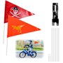 HONMOK 2pcs Fanions Vélo Enfant Pirate Dinosaure Réfléchissant Drapeau de Sécurité avec Mâts Réglables pour Garçon Fille Cyclism
