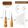 FEPITO 21pcs en Cuir Fil Ciré 8 Couleur 264 Verges 150D À Coudre Cordon Outils À La Main Kit pour DIY Couture Artisanat (Waxed T
