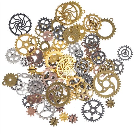 FOCCTS 100g Steampunk Engrenages en Métal Pendentif Cogs Steampunk pour Bijoux Artisanat 7-30mm