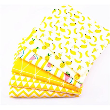 CraftsFabrics 6pcs 50cm x 50cm Fruits Fat Quarters Jaune Pour Quilting