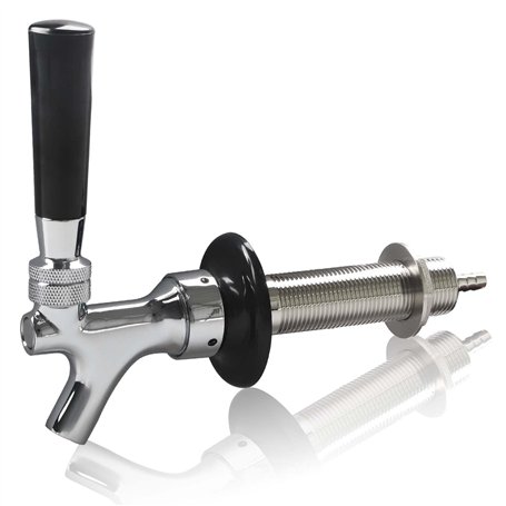 PERA Robinet de fût de bière avec tige de 127 mm et poignée noire pour brassage maison