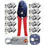 Pince à sertir pour RG59 - Kagni BNC/TNC - Pince à sertir à cliquet et pince à dénuder de câble coaxial avec 10 connecteurs BNC