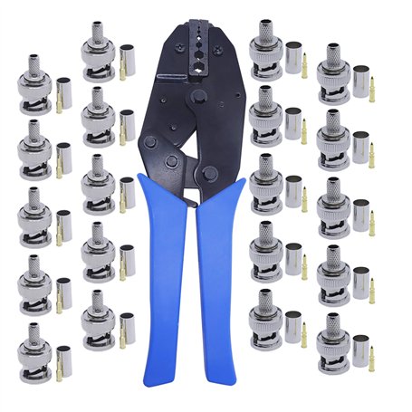 BNC pince et 20pcs connecteurs mâles à sertir BNC sur câble coaxial RG58 RG59