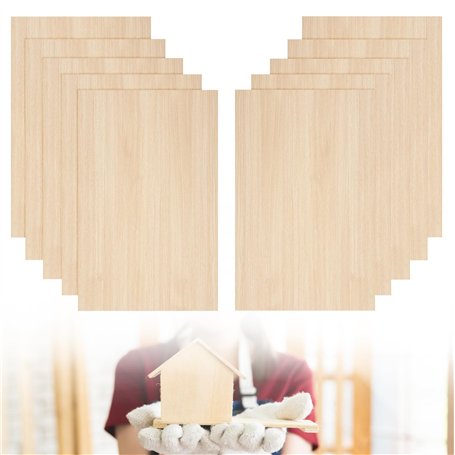 WANDGU 10 Pièces Plaque en Bois de Bricolage: Plaques de Contreplaqué en Bois de Balsa