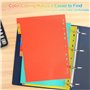 Lot de 12 Intercalaires pour Classeurs A4, 11 Trous, Colorés à Anneaux