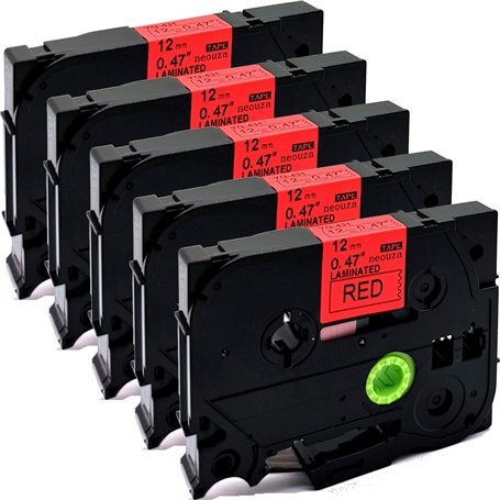 Lot de 5 cartouches de ruban adhésif plastifié compatible avec Brother P-Touch Tze Tz - 12 mm x 8 m - Par ACD.auto TZe-431 Black