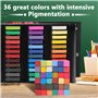 36 couleurs pastel tendres – Set de crayons pastel pour artistes, idéal comme craie pour tableau et craie pour cheveux pour enfa