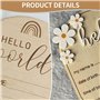 YSJCHEBS 2 Pièces Bébé Souvenirs Hello World Logo Copeaux De Bois Nouveau-Né Lettre Tableau D'Affichage Bébé Douche Copeaux De B